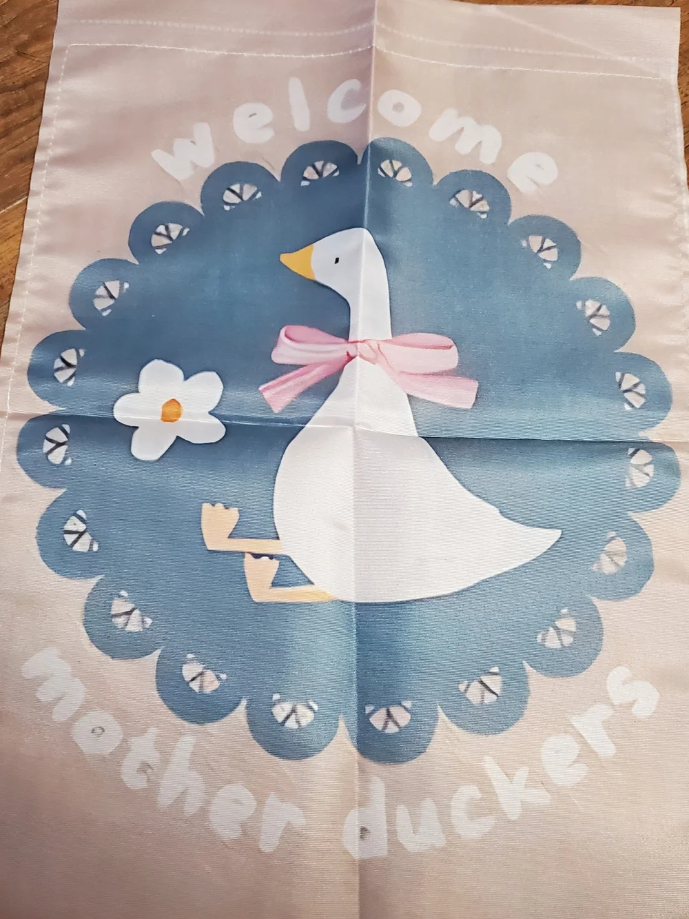 Amazon Decorative Garden Flag with White Duck and Blue Medallion